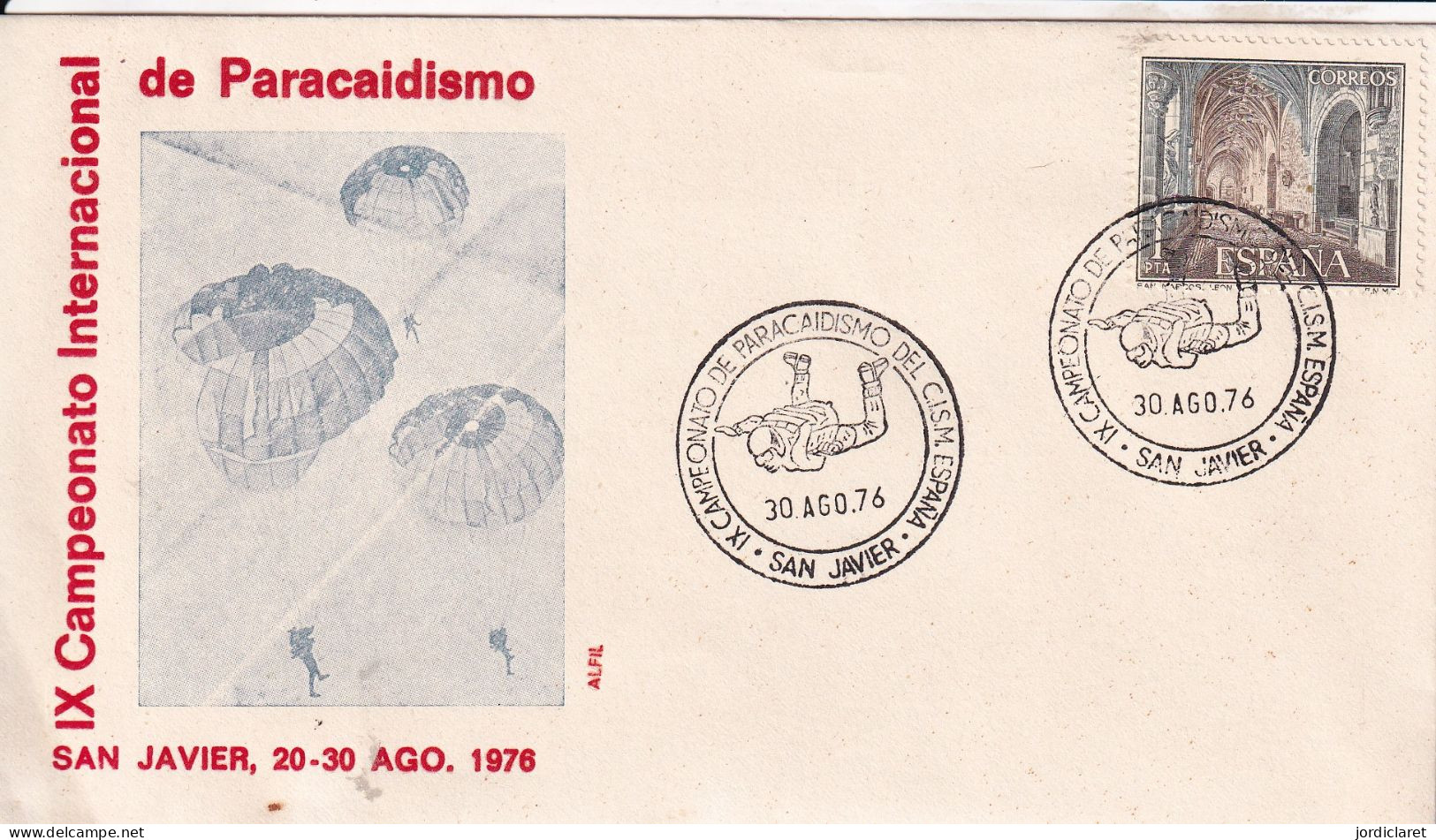 POSTMARKET  1976  SAN JAVIER - Parachutisme