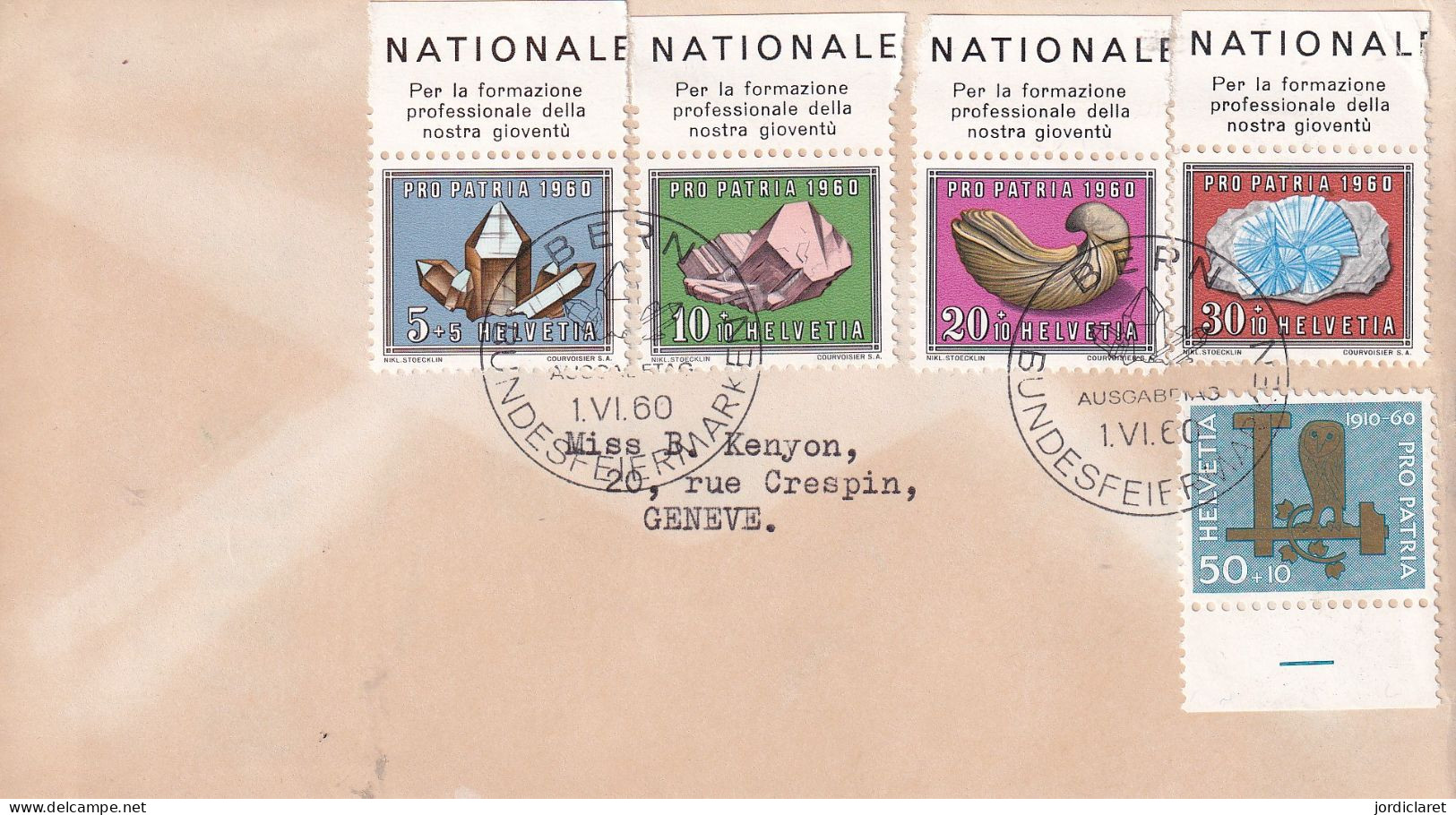 LETTER SUIZA  1960 - Minerals
