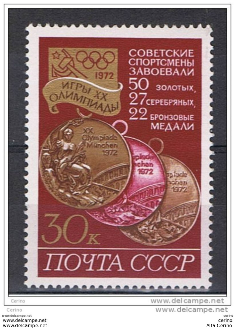 RUSSIA:  1972  VITTORIE  SOVIETICHE  -  30 K. CARMINIO  E  ORO  N. -  YV/TELL. 3887 - Summer 1972: Munich