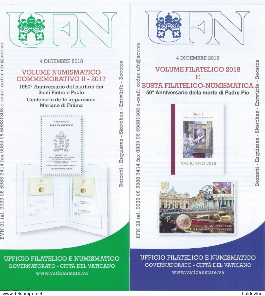 Vaticano 2018 15 Bollettini Ufficiali Emissioni Filatelico-numismatiche - Briefe U. Dokumente