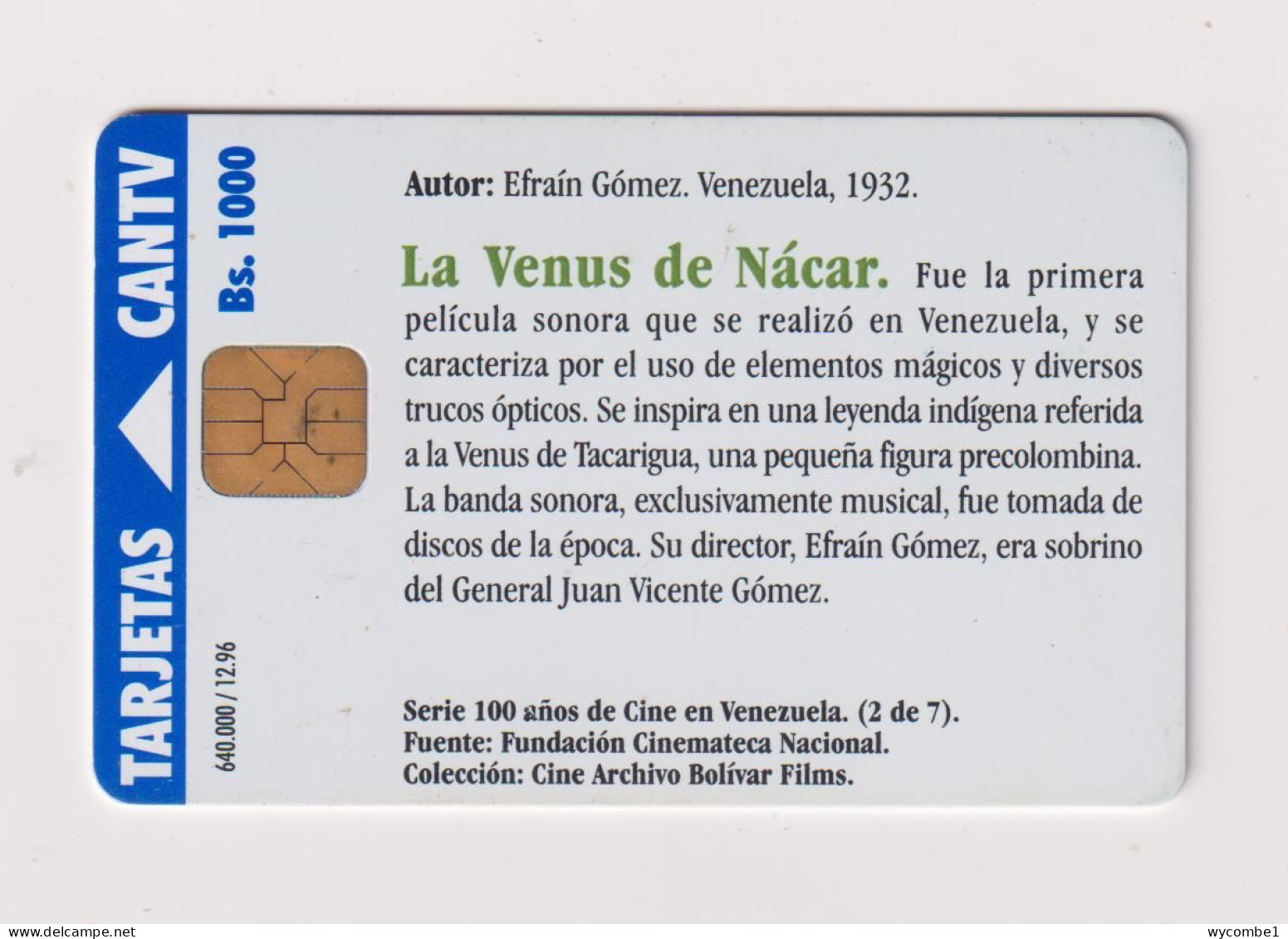 VENEZUELA  -  Local Cinema Film Chip Phonecard - Venezuela