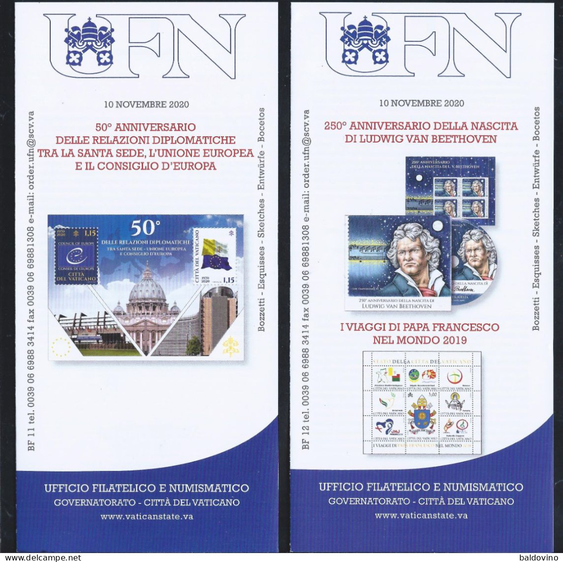 Vaticano 2020 15 Bollettini Ufficiali Emissioni Filatelico-numismatiche - Covers & Documents