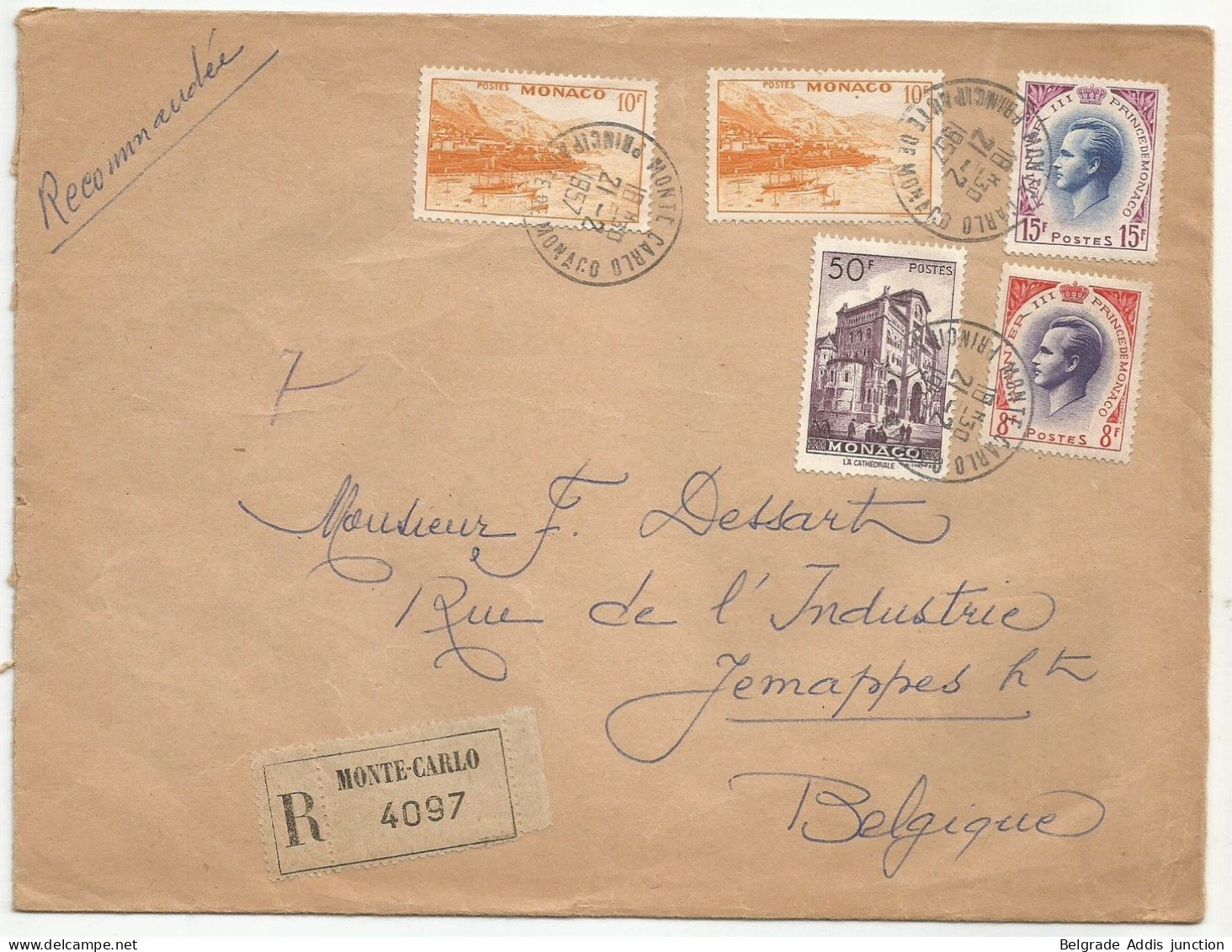 Monaco Lettre Recommandée 1957 - Lettres & Documents