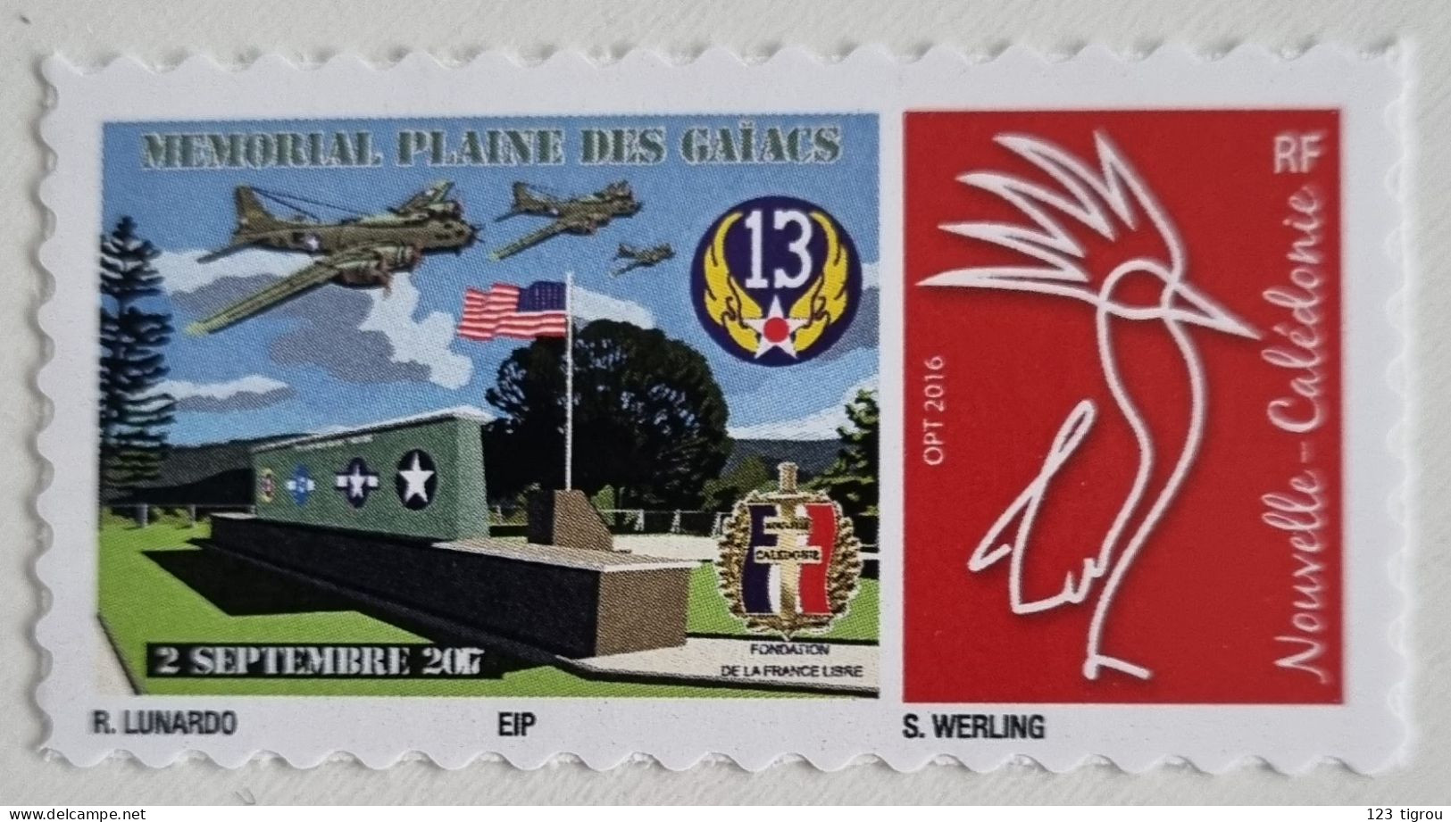 CAGOU PERSONNALISE LOGO MEMORIAL DE LA PLAINE DES GAIACS DE LUNARDO 2017 - Unused Stamps