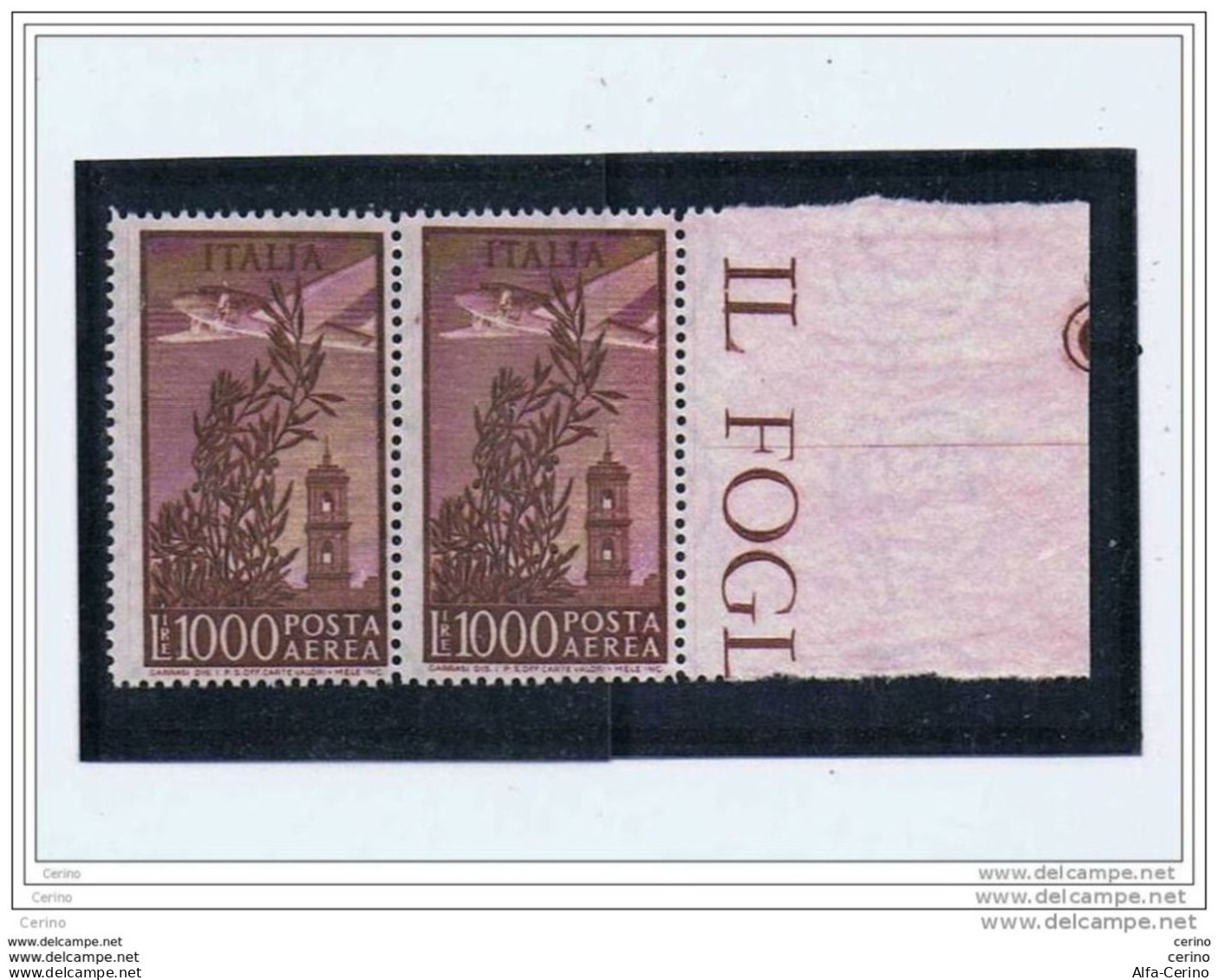 REPUBBLICA:  1948/52  PA. CAMPIDOGLIO -  £. 1000  BRUNO  LILLA  COPPIA  N. -  SASS. 145 - Poste Aérienne