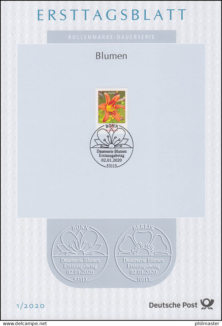 ETB 01/2020 Blumen 30 Cent, Gelbrote Taglilie - 2011-…