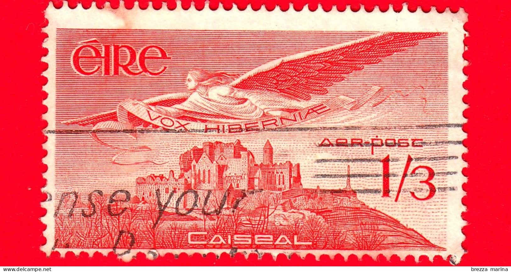 IRLANDA - Eire - Usato - 1954 - Angelo Vincitore Sopra La Rocca Di Cashel - 1'3 - Used Stamps