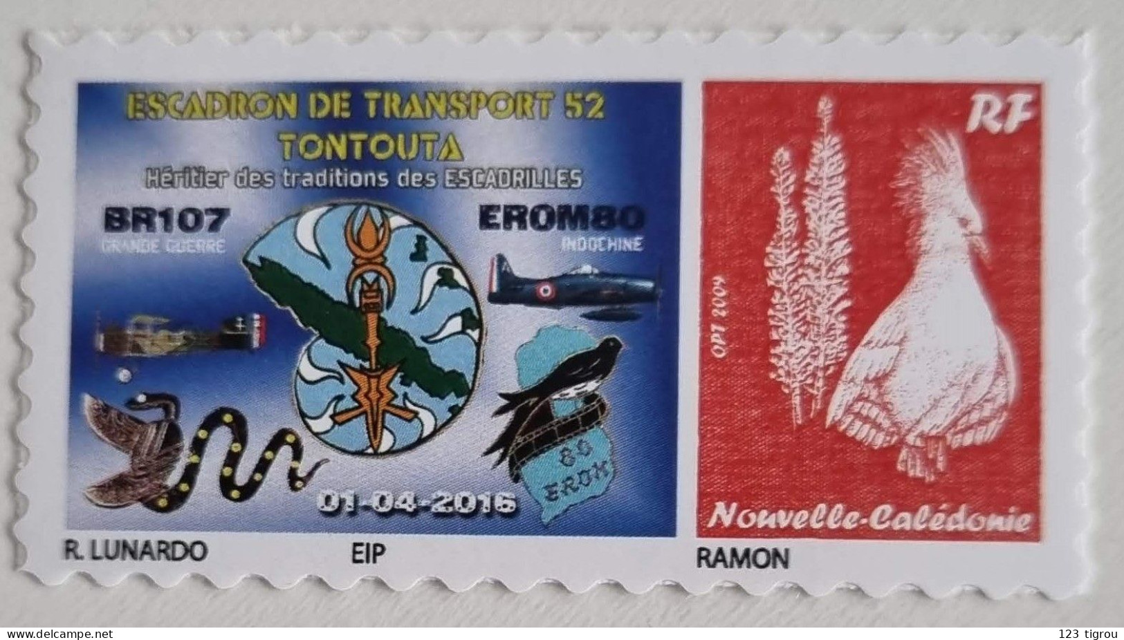 CAGOU PERSONNALISE LOGO ESCADRON DE TRANSPORT 52 DE LUNARDO 2016 - Unused Stamps