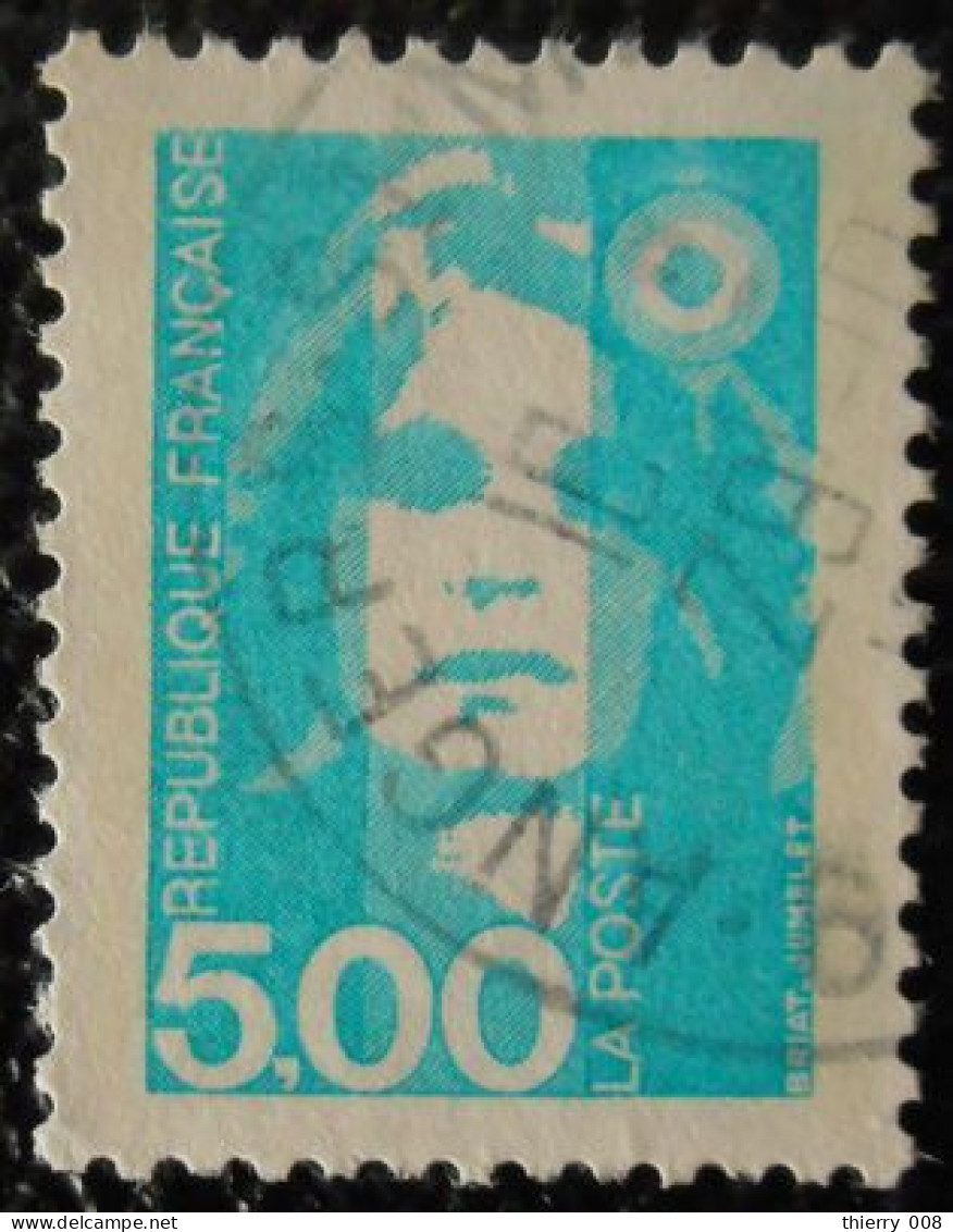 2625 France 1990 Oblitéré Marianne Du Bicentenaire Ou Briat  5,00 F Bleu-vert - 1989-1996 Marianne (Zweihunderjahrfeier)