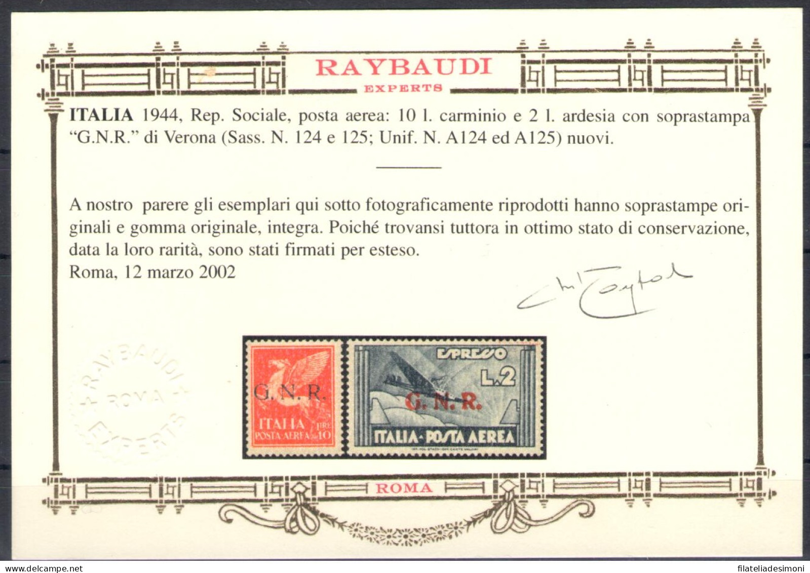 1944 Repubblica Sociale Italiana, Posta Aerea N. 117/25 - MNH** - Andere & Zonder Classificatie