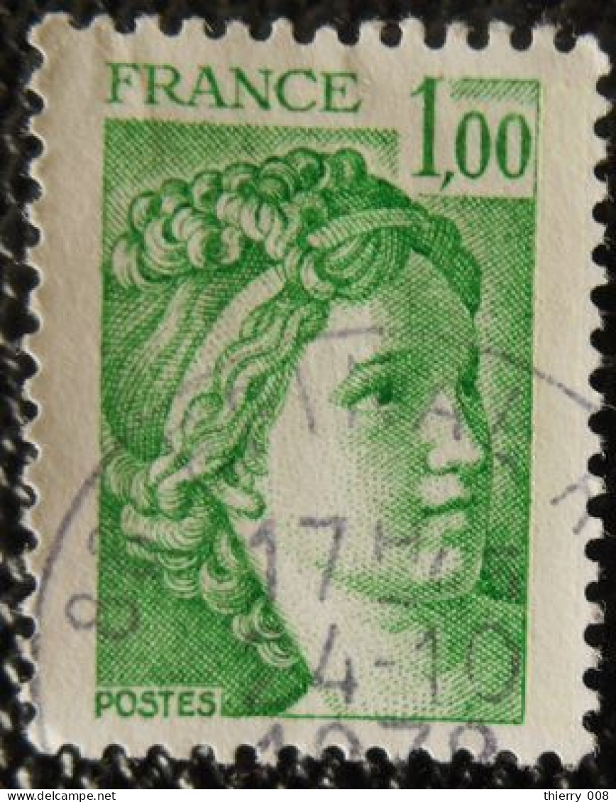 1973 France 1977-78 Oblitéré Sabine De Gandon D'après David 1 F Vert - 1977-1981 Sabine (Gandon)