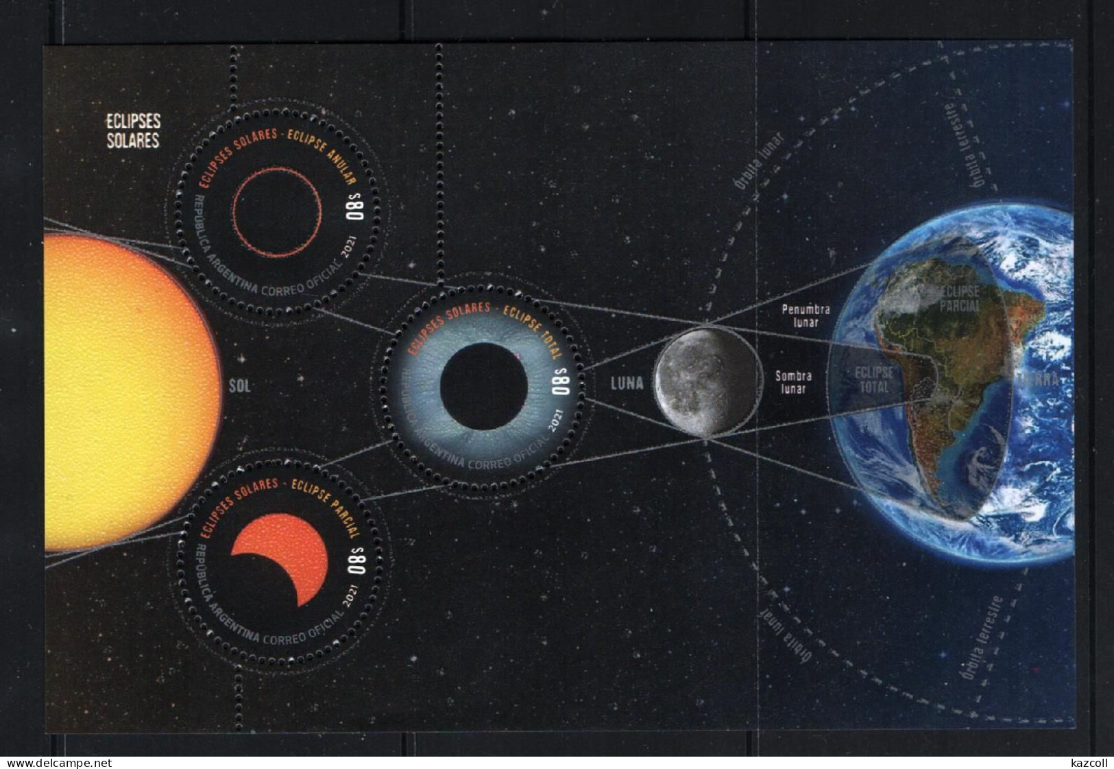 Argentina  2021. Solar Eclipse. Astronomy. Space. MNH - Unused Stamps