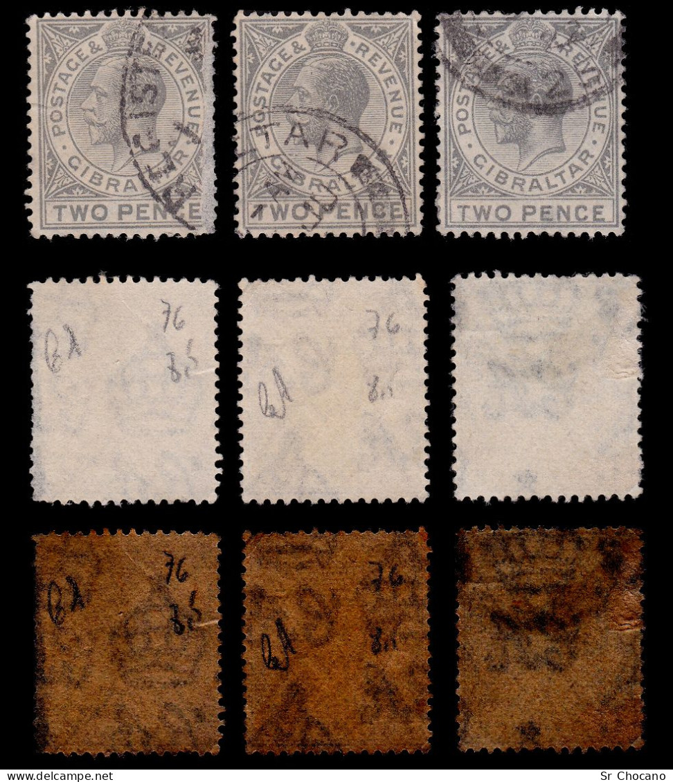 GIBRALTAR.1912/24.GV.2d.SG 93.USED.Set 4.Wmk Mult Script CA. - Gibraltar