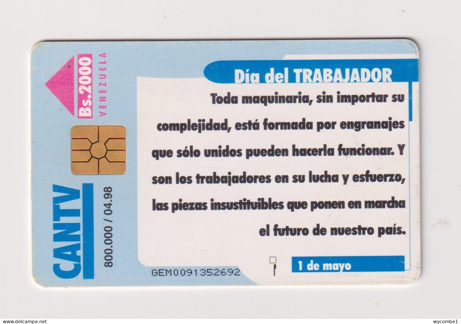 VENEZUELA  -  Trabajador Chip Phonecard - Venezuela