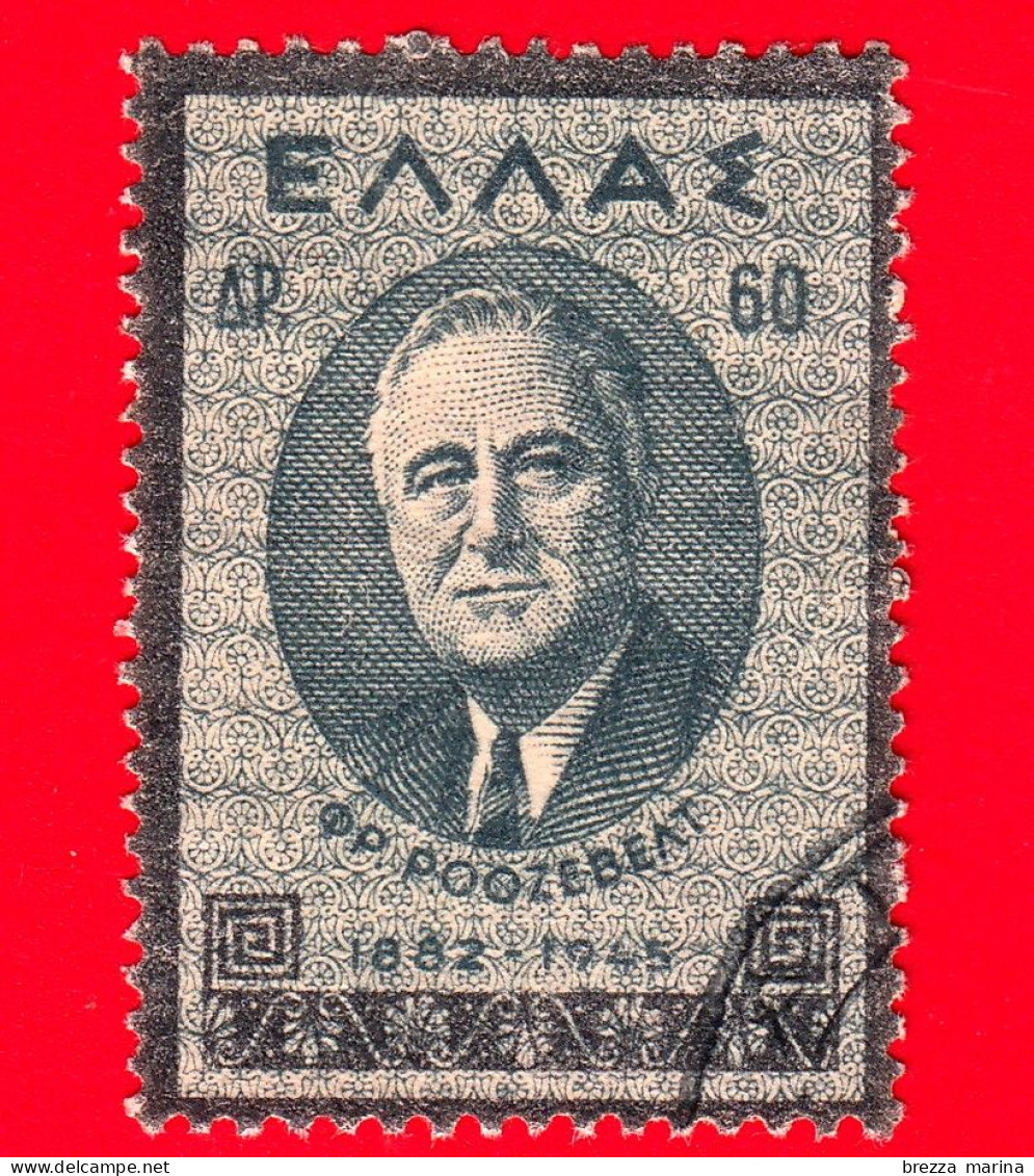 GRECIA - HELLAS - Usato - 1945 - Franklin D. Roosevelt, Presidente U.S.A.  (1882-1945) - 60 - Usati