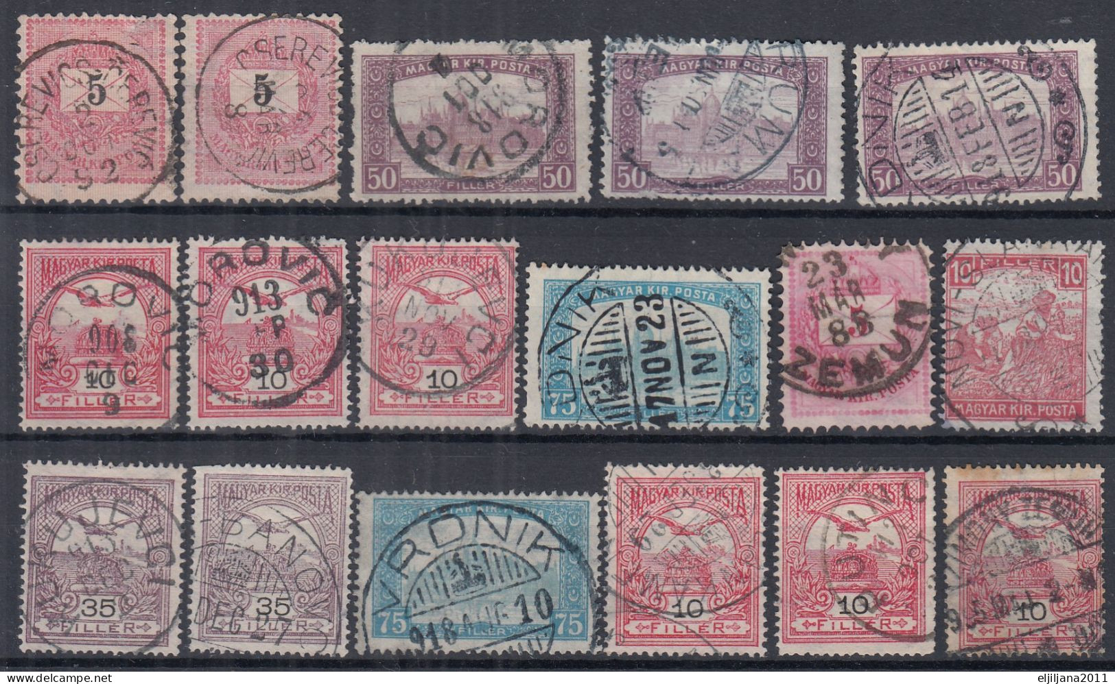 ⁕ Hungary / Ungarn ⁕ Old Hungarian Stamps - Yugoslavian Postmark - Srijem ⁕ 17v Used / Canceled (unchecked) #1 - Postmark Collection