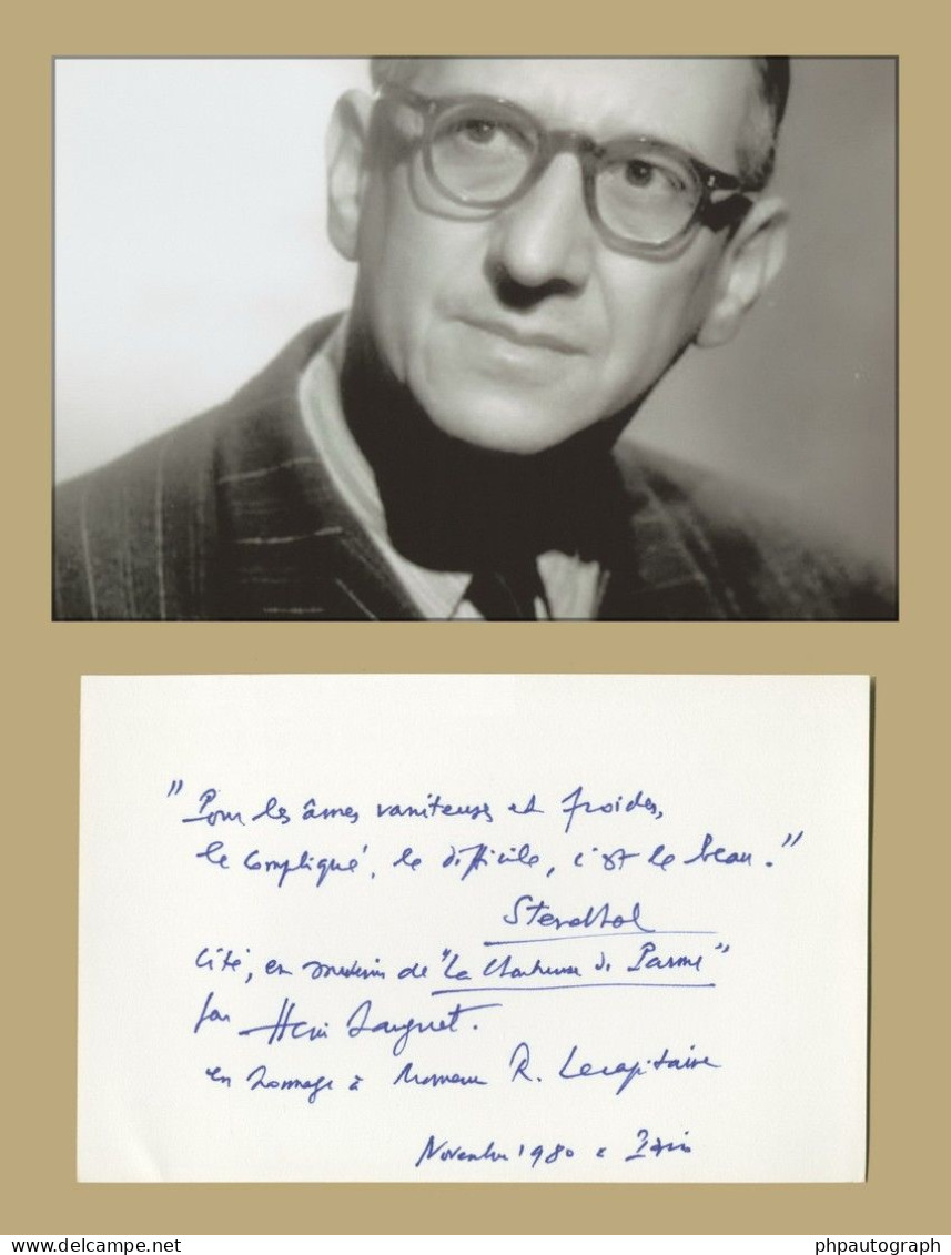 Henri Sauguet (1901-1989) - Compositeur - Rare Citation Autographe Signée - 1980 - Chanteurs & Musiciens