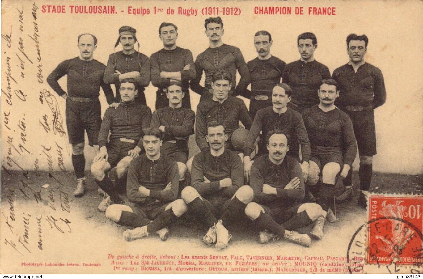 Stade Toulousain, Champion De France, Equipe 1re De Rugby 1911 / 12 - Rugby