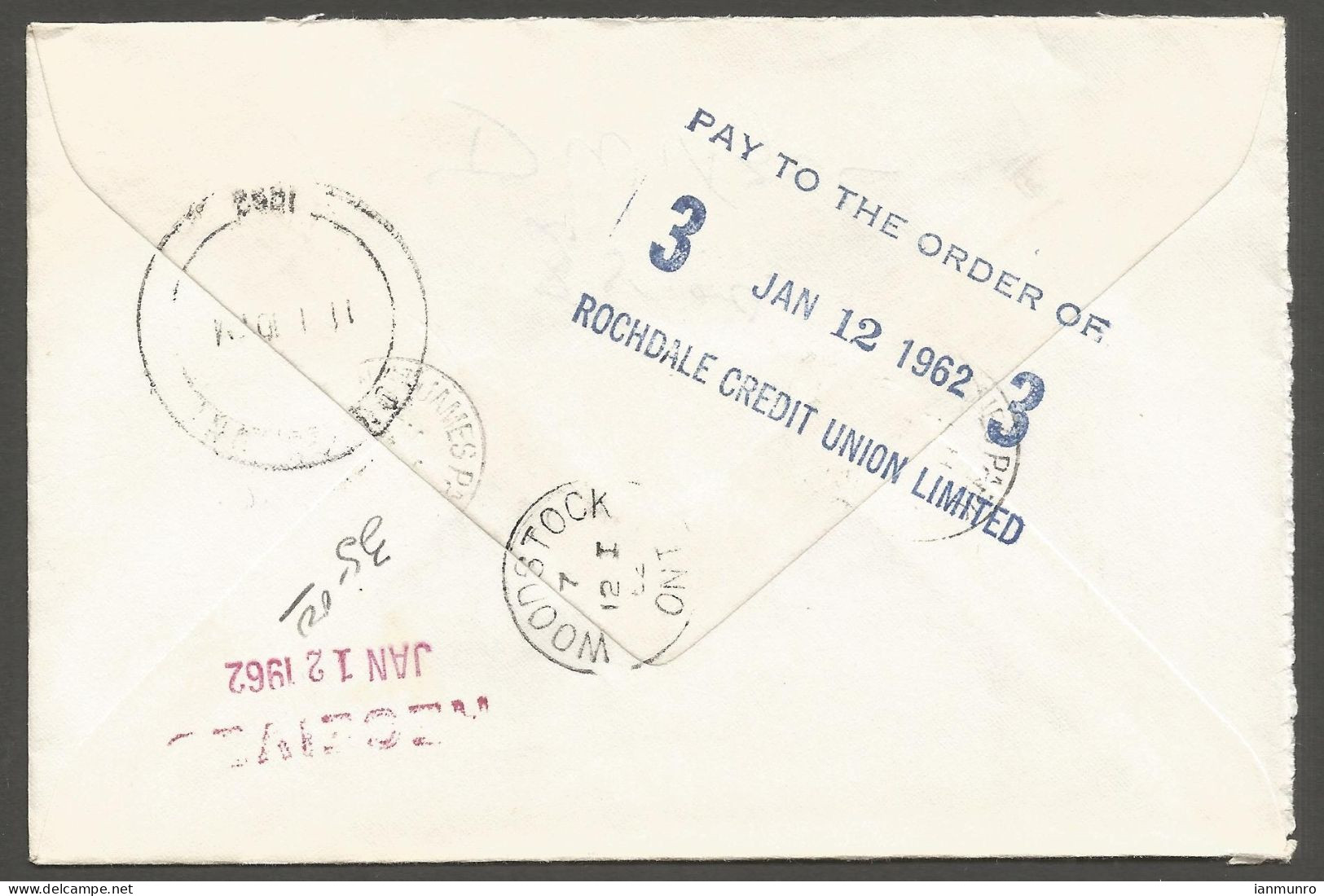 1962 Registered Cover 25c Paper/Wildings CDS London St James Park Ontario Woodstock - Postal History