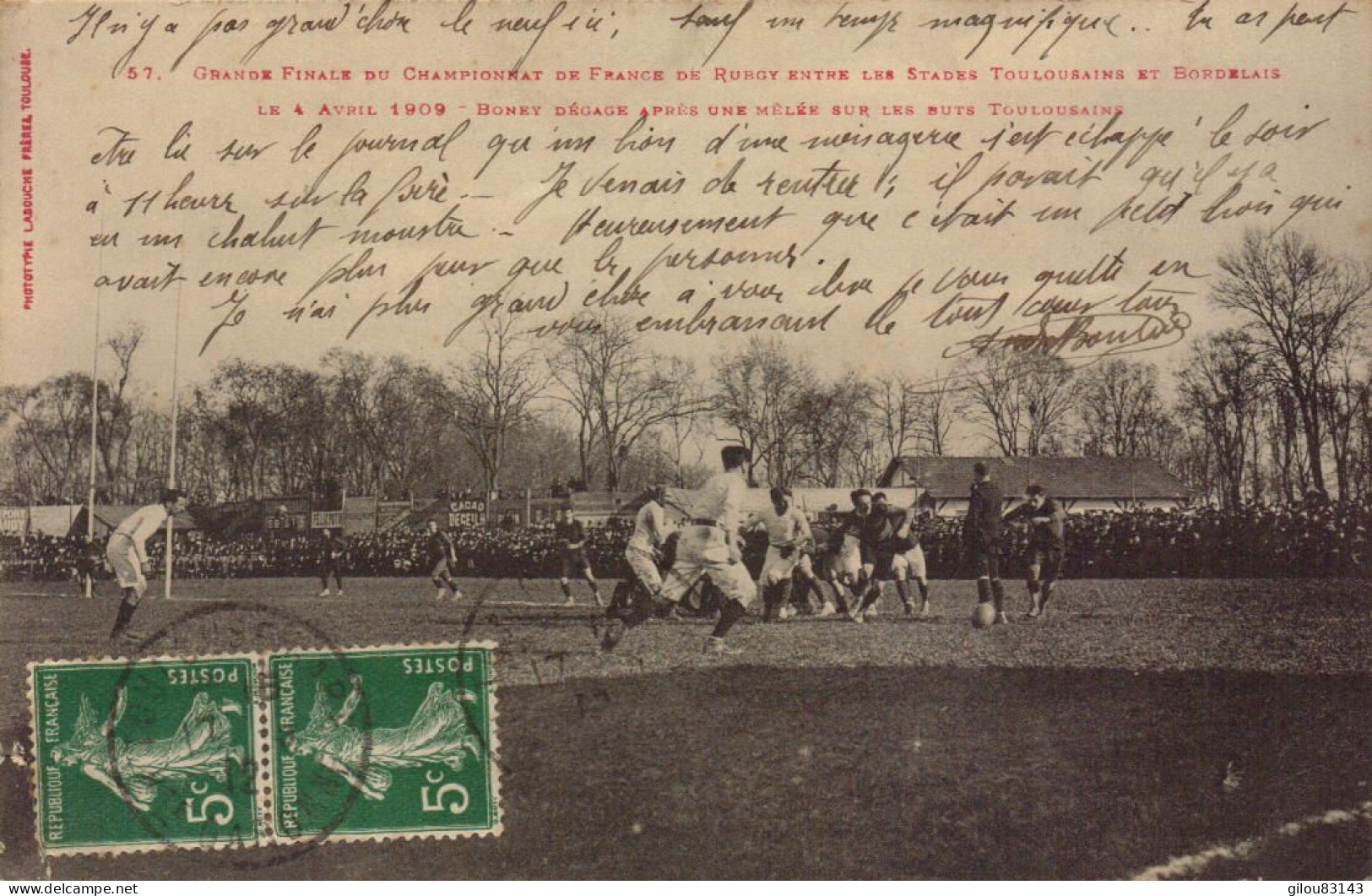 Grande Finale Du Champion De France De Rugby Entre Les Stades Toulousains Et Bordelais, 1909 - Rugby