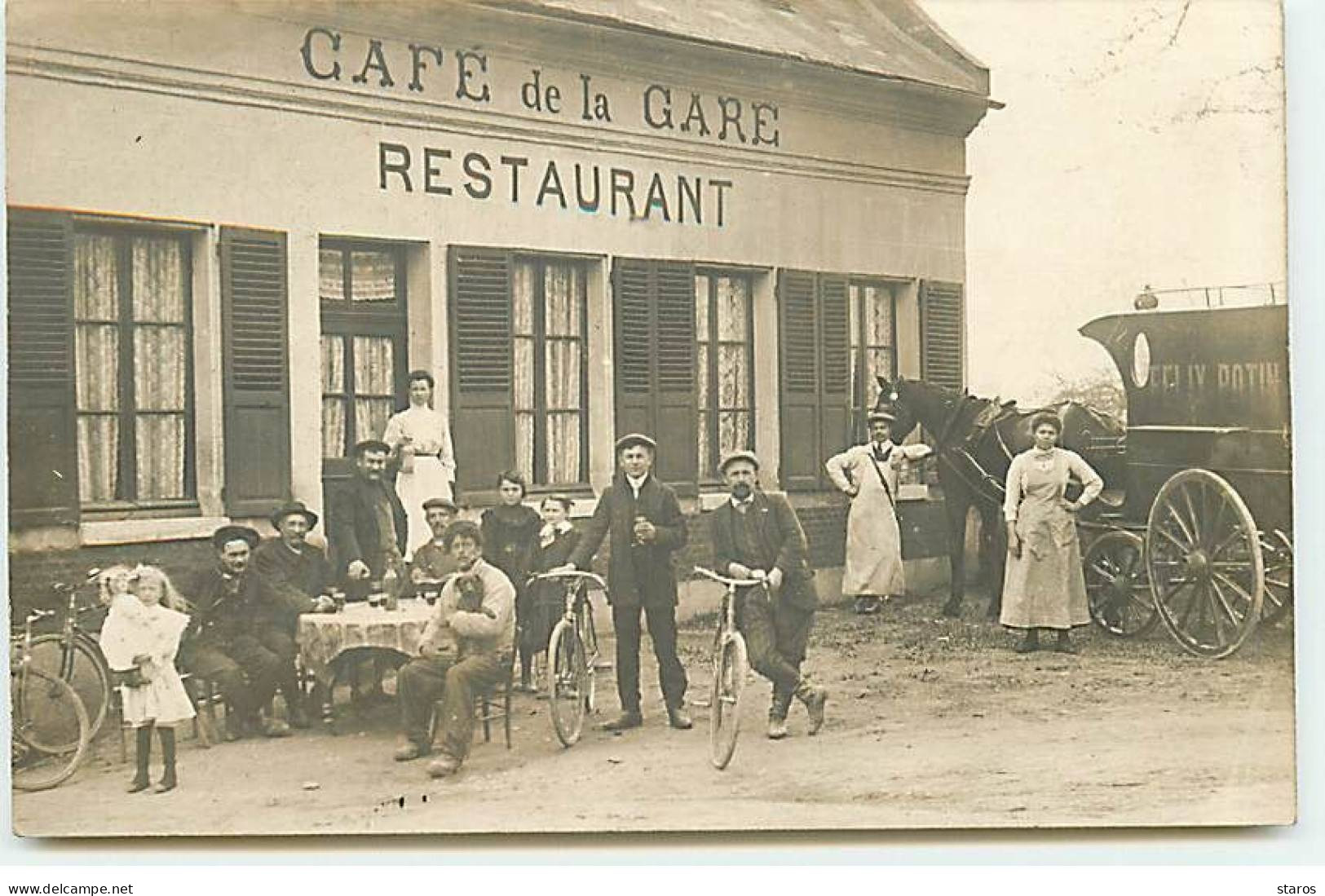 Carte Photo - Commerce - Café De La Gare - Restaurant - Livreur Félix Potin - Restaurants