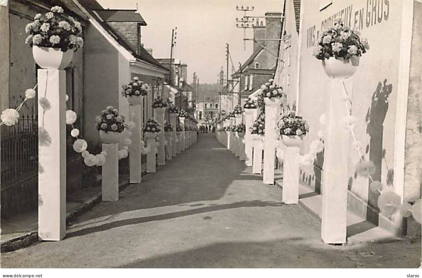 Carte-Photo - ECOMMOY - Congrès Eucharistique 1936 - Rue Ste Anne - Hortensias Bleus - Ecommoy