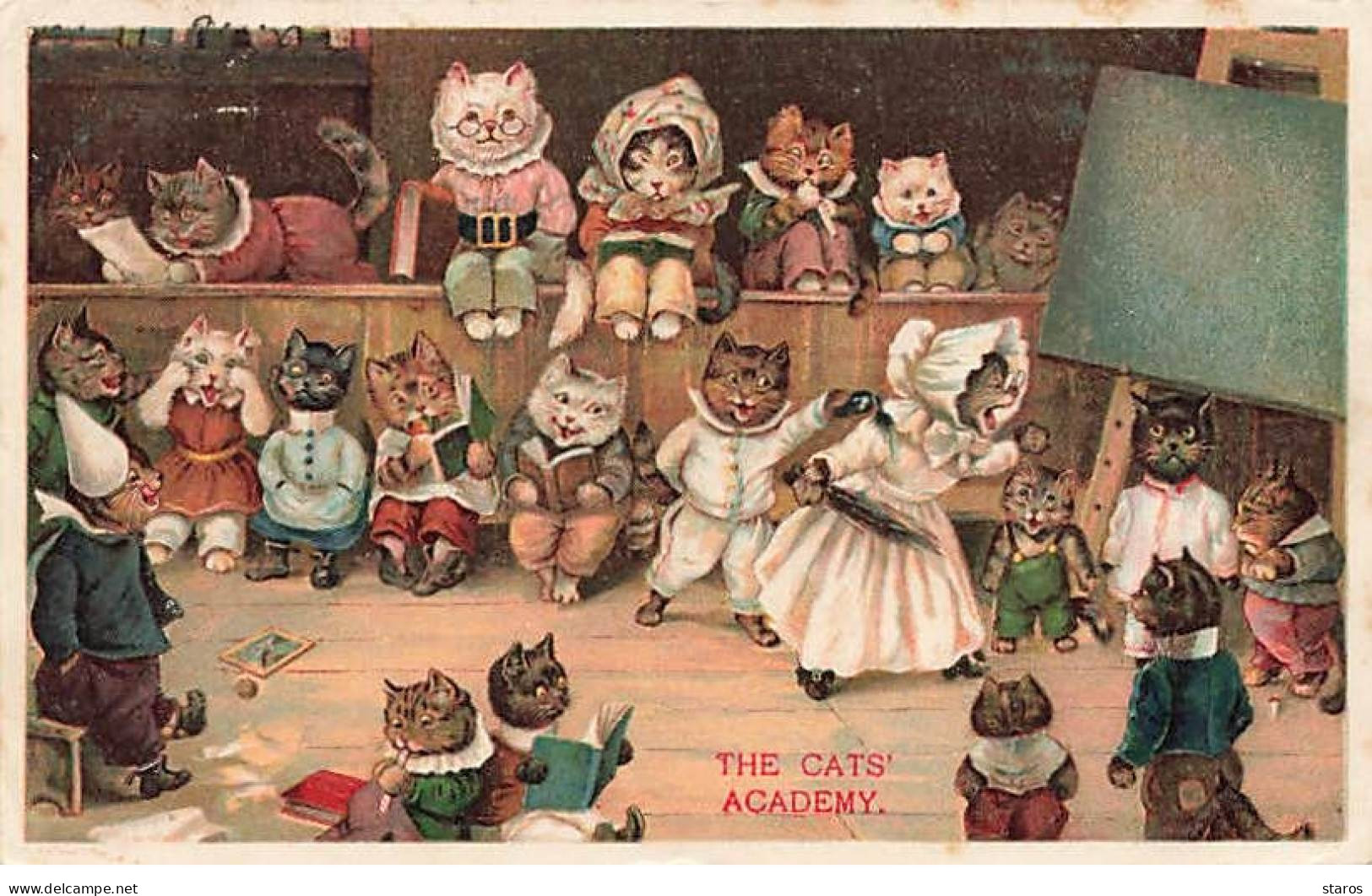 Illustrateur - Louis Wain - The Cats'Academy - Salle De Classe De Chats - Wain, Louis