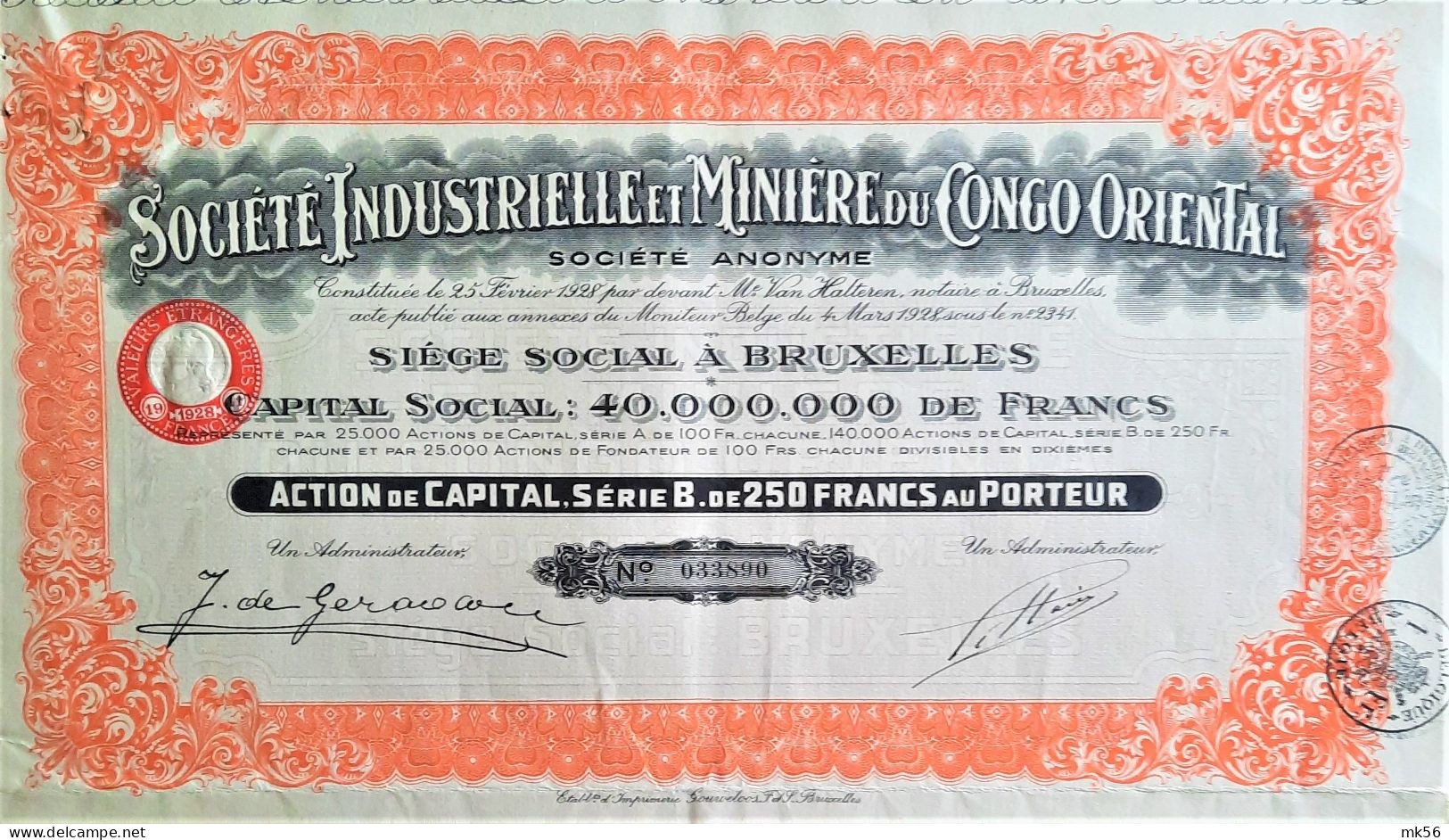 Société Industriellle Et Minière Du Congo Oriental (1928) - Afrika