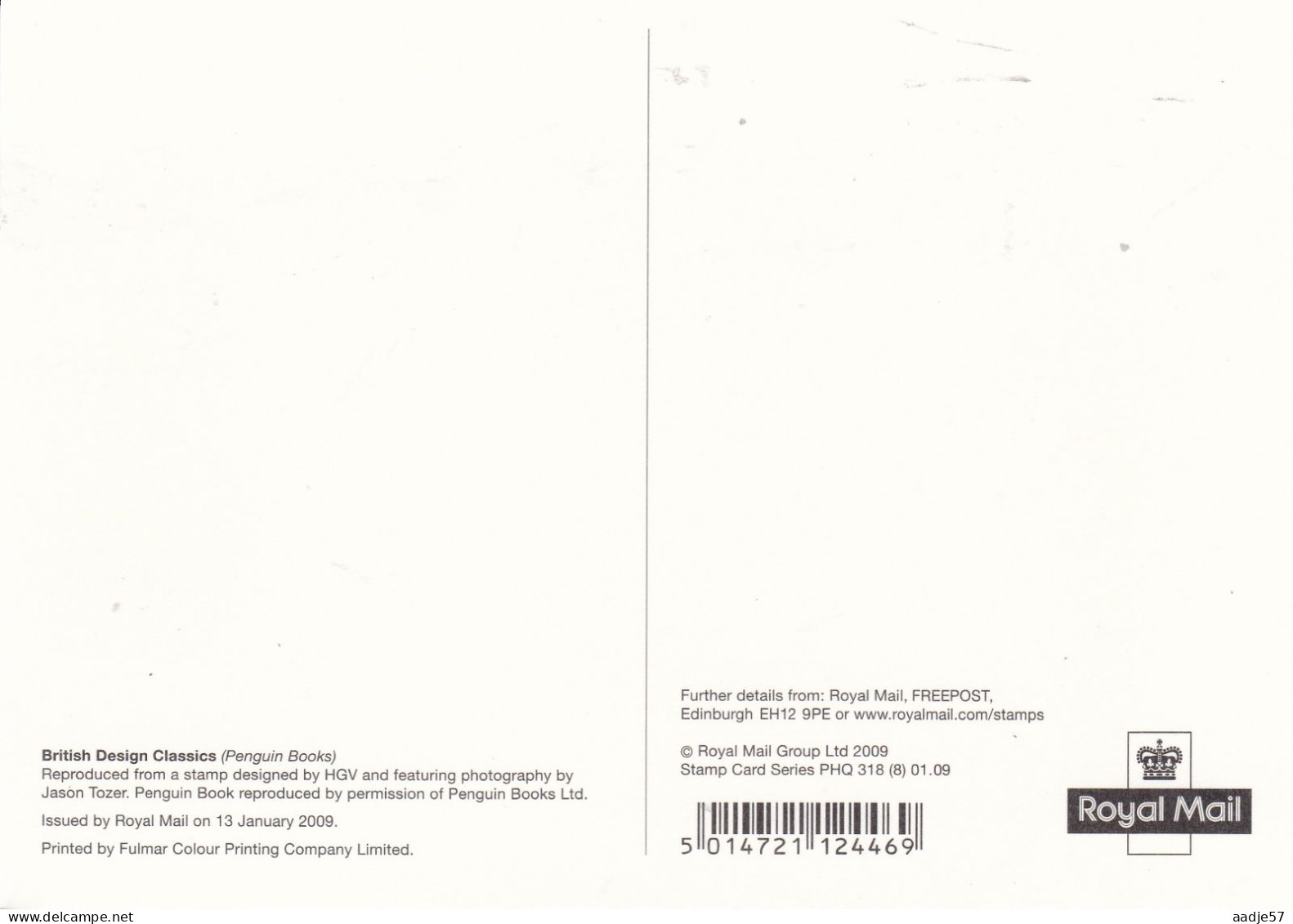 Great Britain GB  UK - Maximum Card 2009 QE2 1st British Design Classics Penguin Books - Maximum Cards