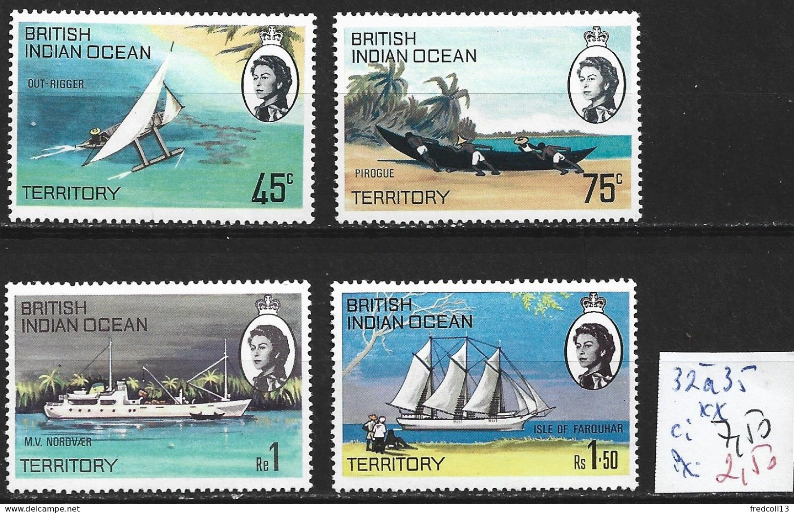 OCEAN INDIEN 32 à 35 ** Côte 7.50 € - Territorio Británico Del Océano Índico