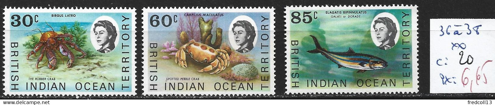 OCEAN INDIEN 36 à 38 ** Côte 20 € - Territorio Británico Del Océano Índico