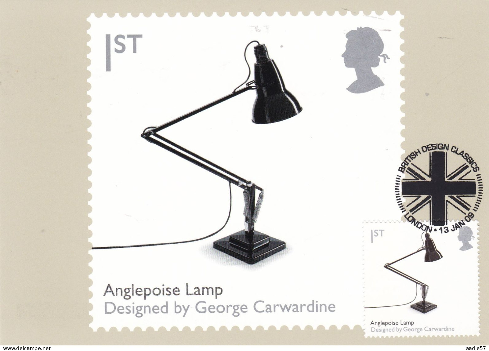 Great Britain GB  UK - Maximum Card 2009 QE2 1st British Design Classics Anglepoise Lamp - Carte Massime