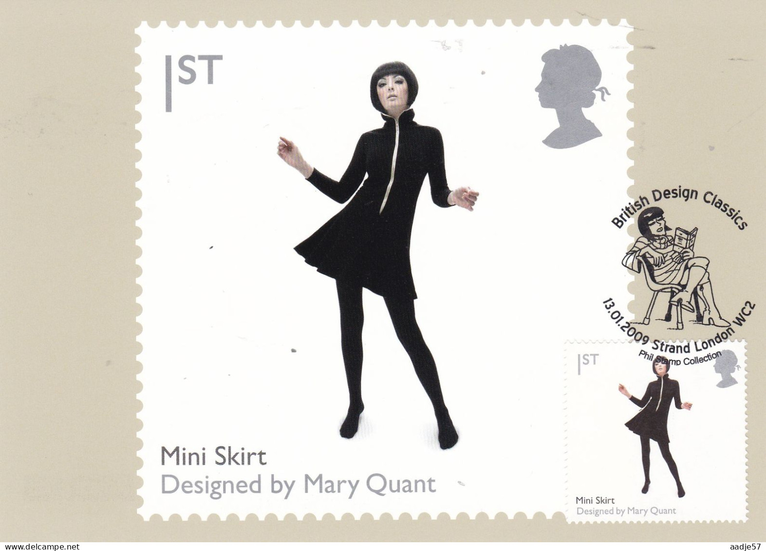 Great Britain GB  UK - Maximum Card 2009 QE2 1st British Design Classics Mini Skirt By May Quant - Cartes-Maximum (CM)