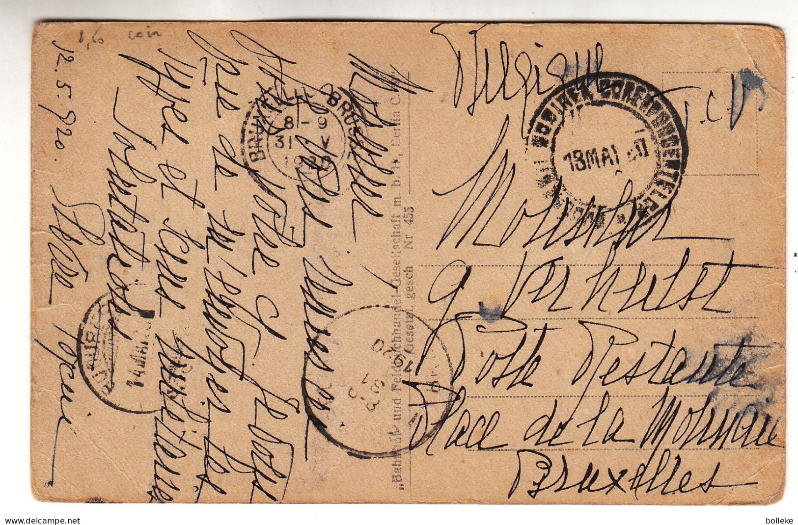 Roumanie - Carte Postale De 1920 - Oblit Ploesti Posta- Expédié Vers Bruxelles - Cachet De Bucuresti - - Brieven En Documenten