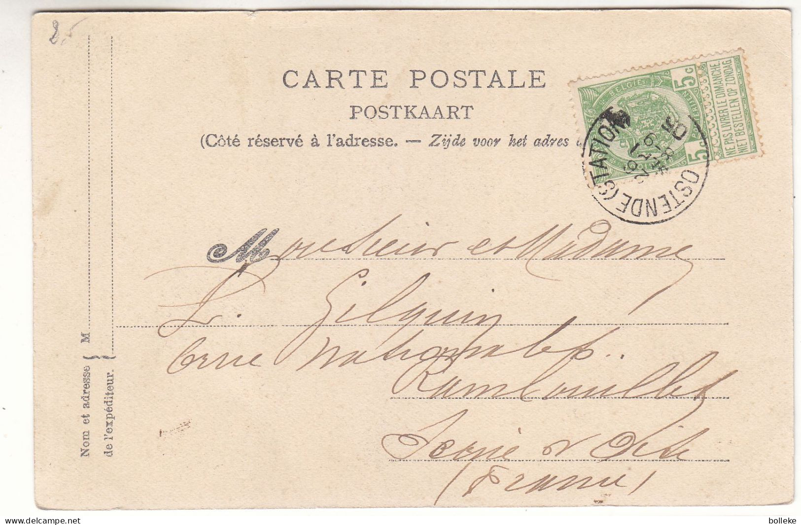 Belgique - Carte Postale De 1905 - Oblit Ostende Station - Expédié Vers Rambouillet - Vue Bains Palace Hôtel Ostende - - 1893-1907 Coat Of Arms