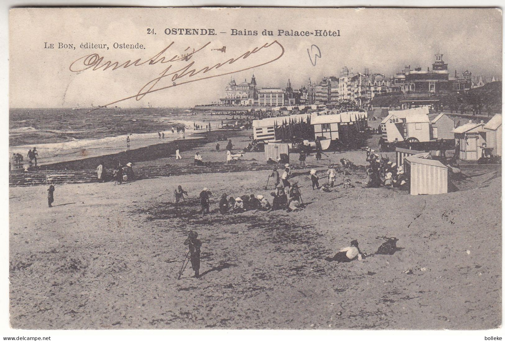 Belgique - Carte Postale De 1905 - Oblit Ostende Station - Expédié Vers Rambouillet - Vue Bains Palace Hôtel Ostende - - 1893-1907 Coat Of Arms