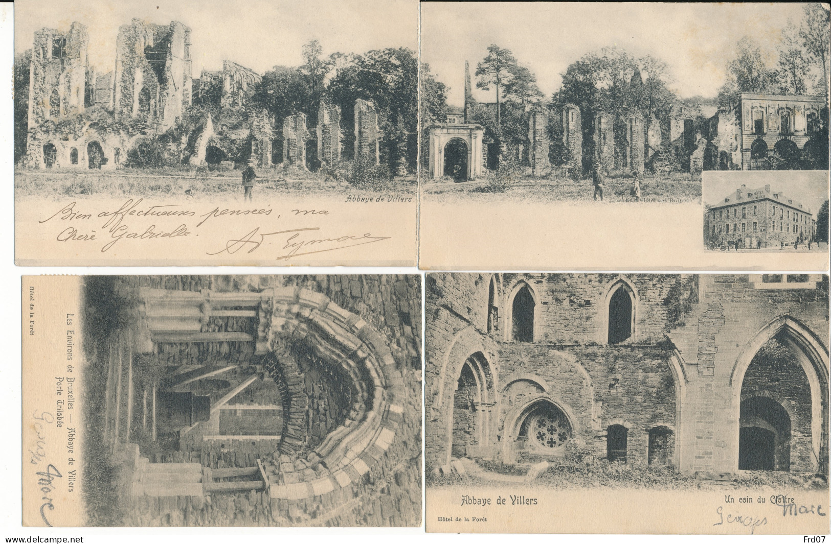 3 Cartes Ruines Abbaye Villers La Ville 1905/08 - Une Double Carte Détachée. - Villers-la-Ville
