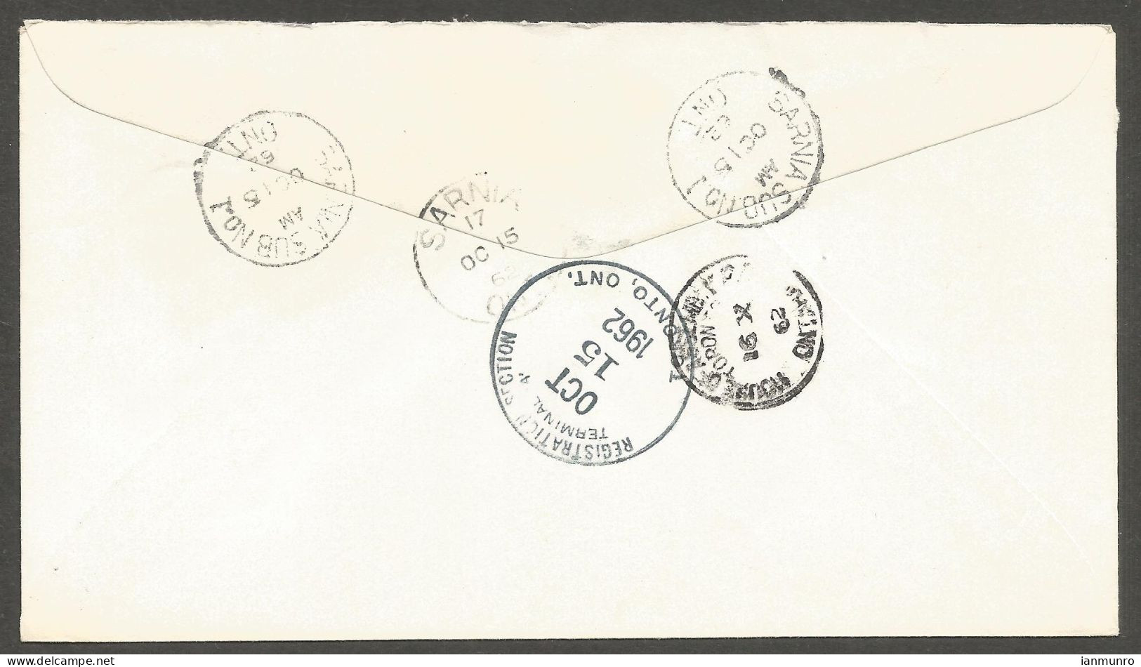 1962 Registered Cover 25c Paper/PSE CDS Sarnia To Toronto Ontario House Of Assembly - Historia Postale