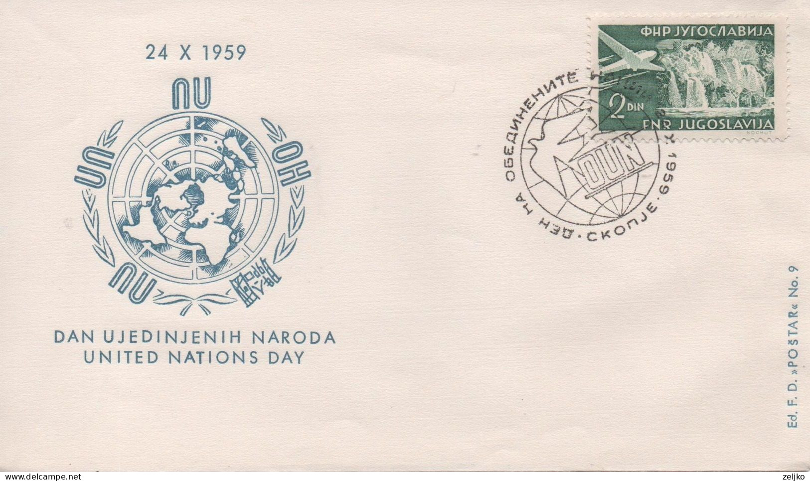 Yugoslavia, Macedonia, United Nations Day 1959, Skopje - Cartas & Documentos