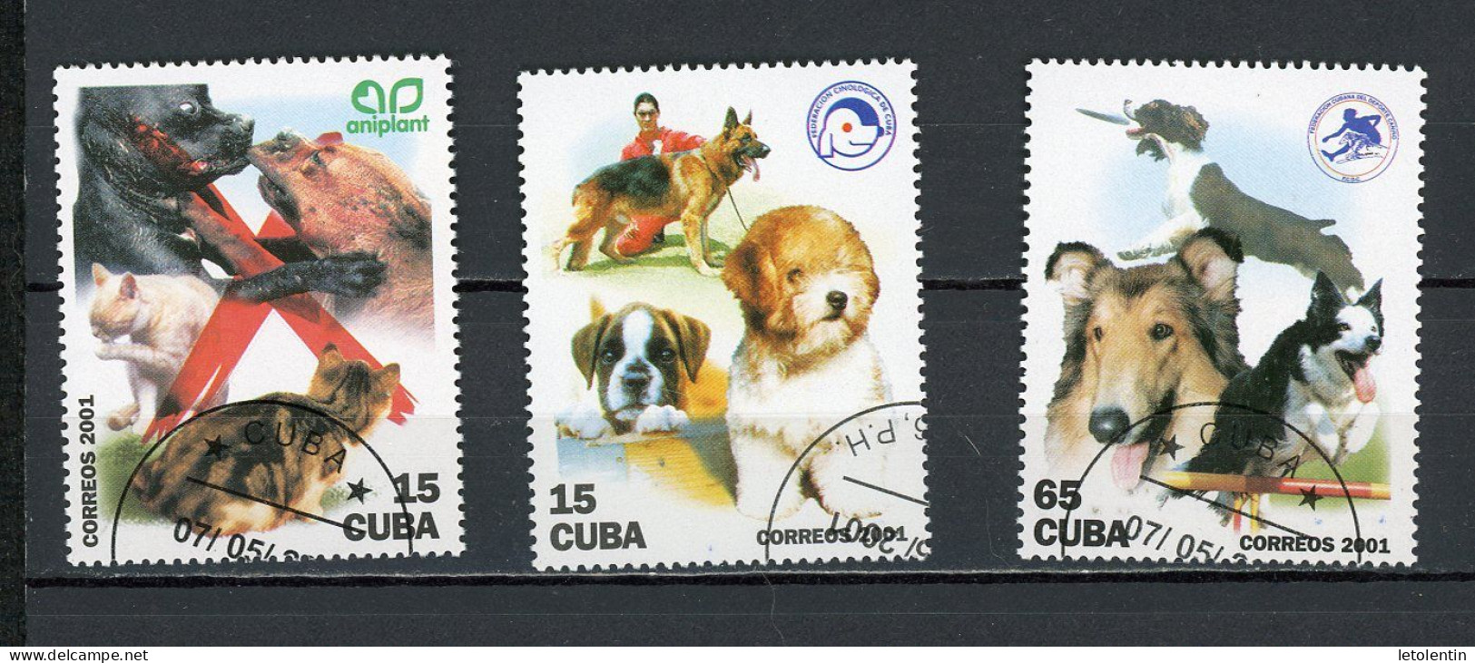 CUBA -  CHIEN  N°Yt 3928+3929+3030 Obl. - Used Stamps
