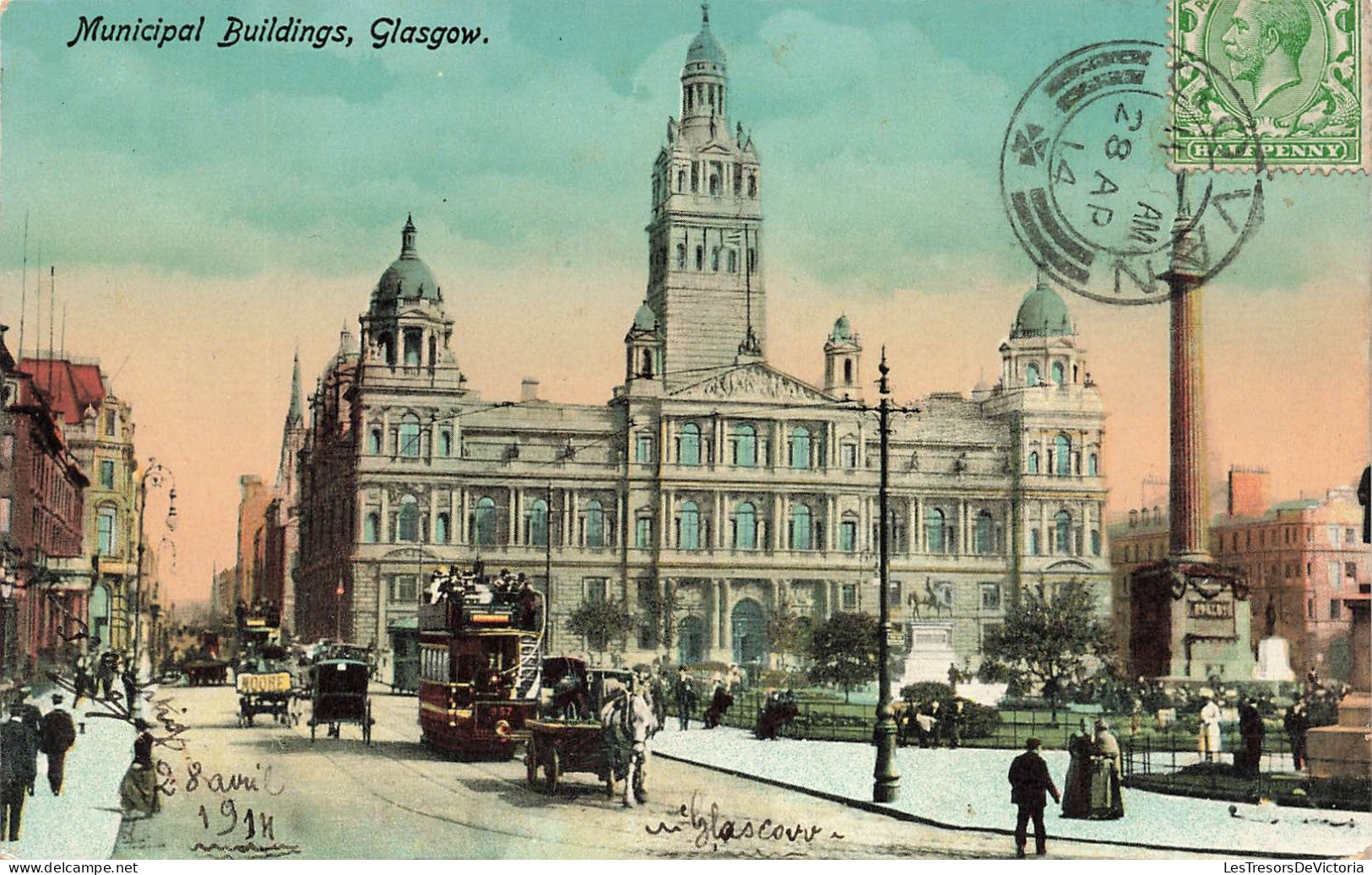 ROYAUME-UNI - Municipal Buildings - Glasgow - Animé - Vue Générale Du Bâtiment - Carte Postale Ancienne - Lanarkshire / Glasgow