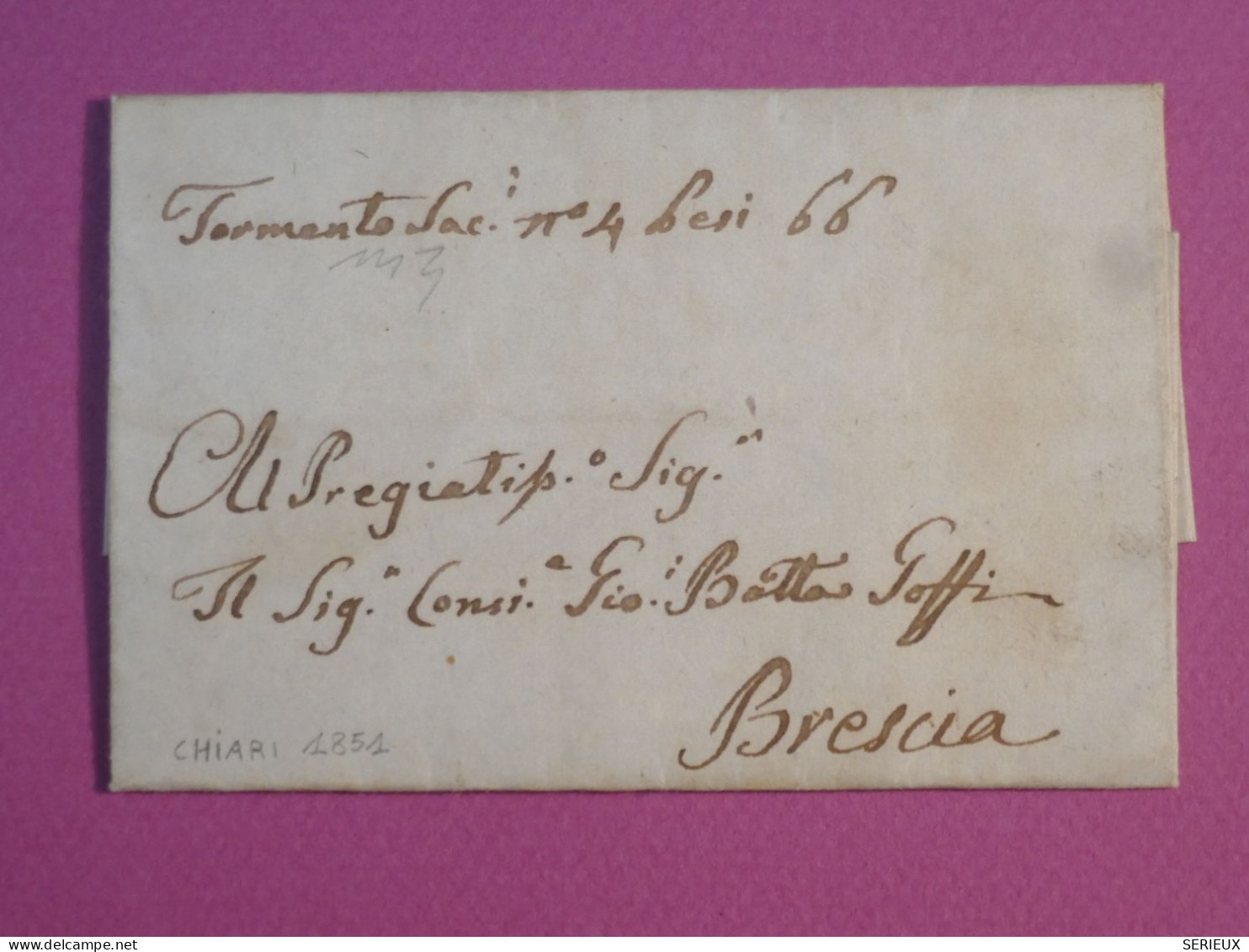 DK8  ITALIA BELLE   LETTRE   1853 CHIARI BRESCIA . ASSO +AFF INTERESSANT +++ - Ohne Zuordnung