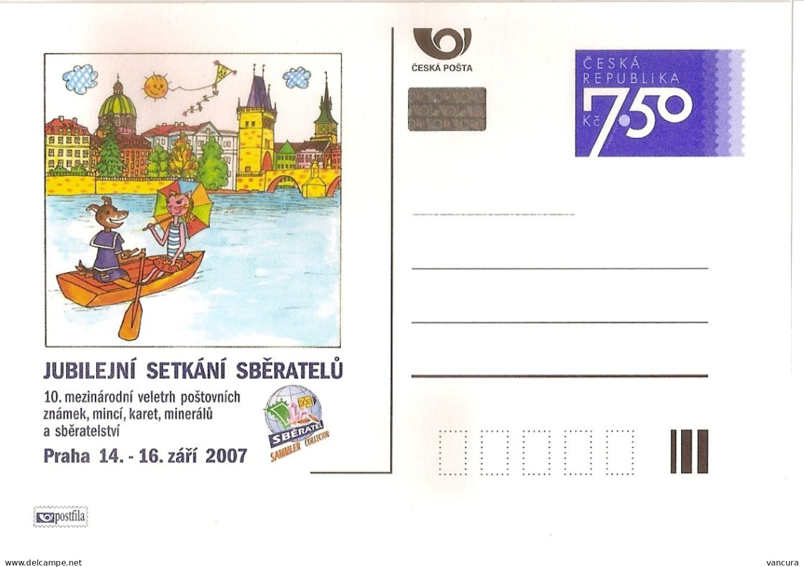 CDV A 145 Czechia Sberatel Stamp Exhibiton 2007 Dog Cat NOTICE THE POOR SCAN, BUT THE CARD IS PERFECT! - Cartes Postales