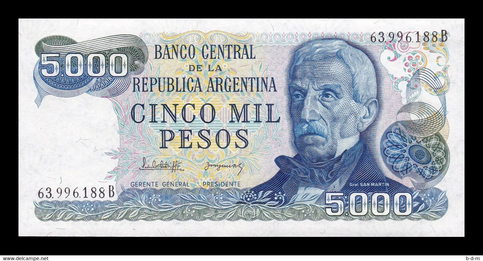 Argentina 5000 Pesos 1976-1983 Pick 305b(2) Serie B Sc Unc - Argentinien
