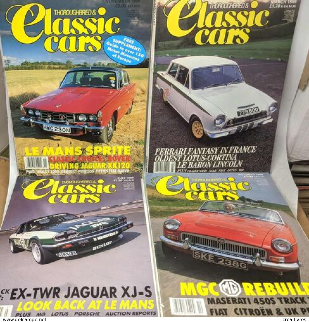 32 numéros de Thoroughbred & Classic Cars entre 1988 et 1994: Mar. Apr. Sept. Nov. Dec. 1988 + Jan. Feb.Mar. May. Jul. A