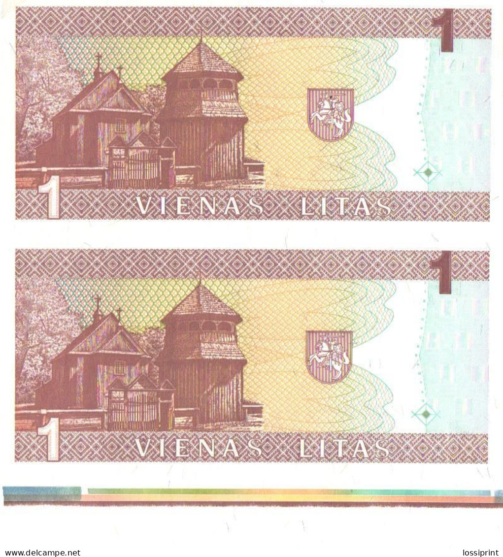 Lithuania:1 Vienas Litas 1994 Double, Serie AAG, AUNC-UNC - Lituanie