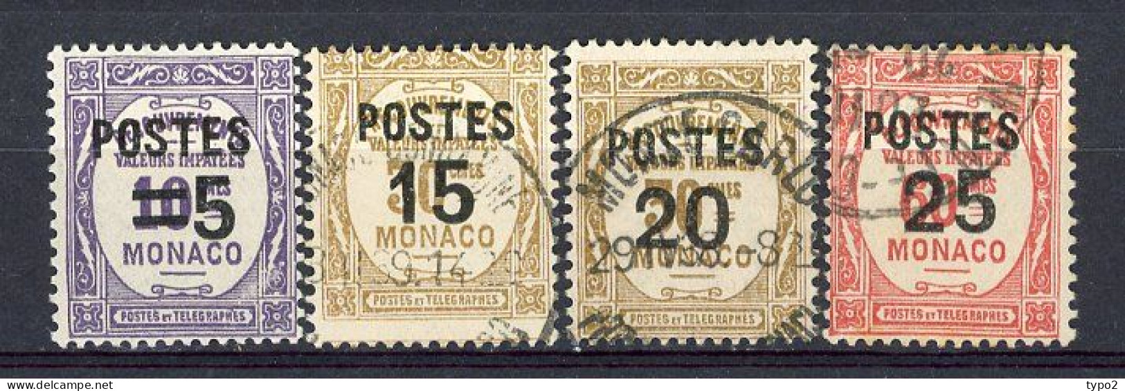 MONACO - Yv. N°140,142,143,144  (o)  Taxe Surchargé  Cote 4,9 Euro BE  2 Scans - Used Stamps