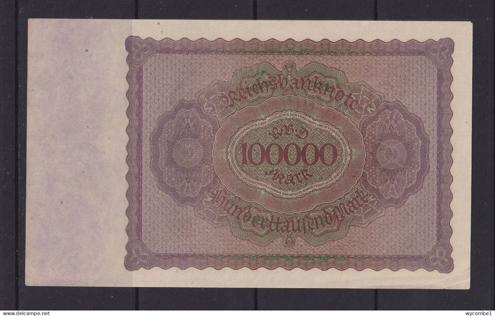 GERMANY - 1923  100000 Mark AUNC Banknote - 100.000 Mark