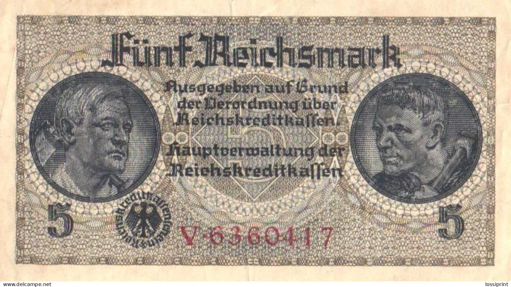 Germany:5 Reichmark, Pre 1944 - 5 Reichsmark