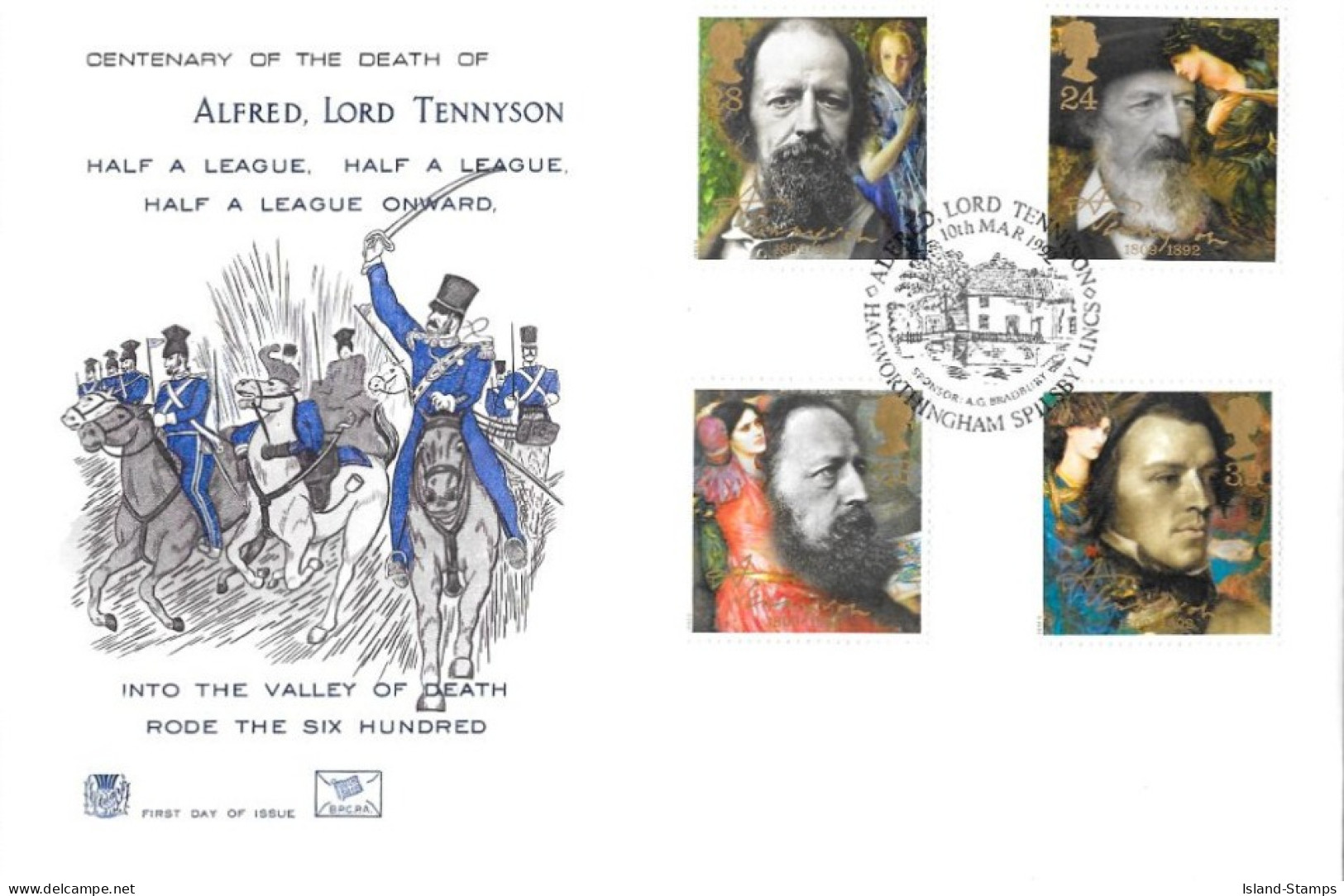 1992 Lord Tennyson Unaddressed FDC Tt - 1991-2000 Decimal Issues